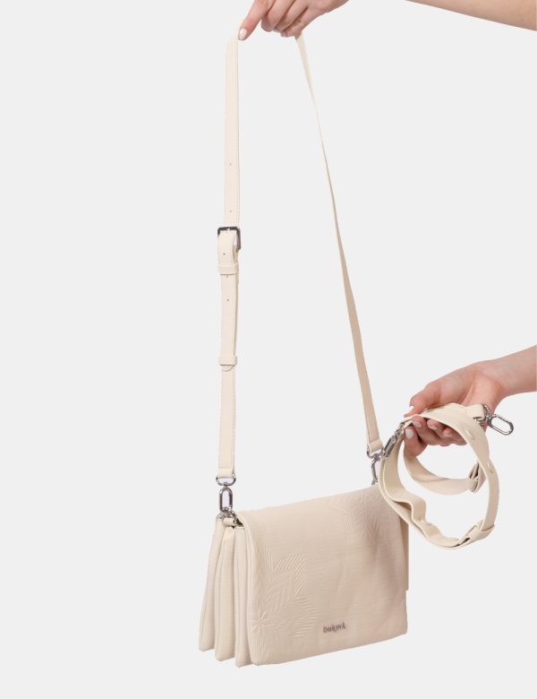 Borsa Desigual Beige - Borsa a tracolla di piccole dimensioni in total beige. La bag si compone di doppio scompartimento int