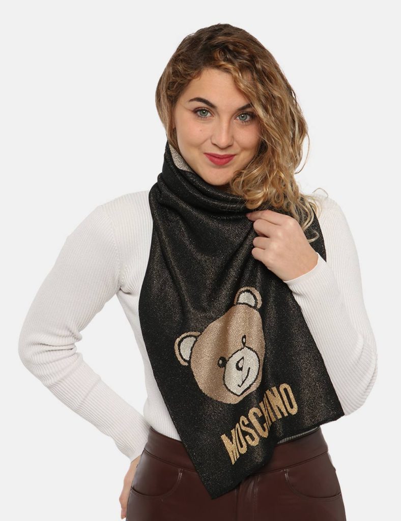 foulard da donna scontati - Sciarpa Moschino nero/oro