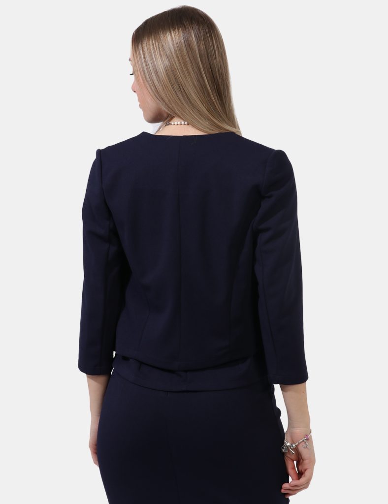 Coprispalle Vougue Blu - Blazer corto modello coprispalle in total blu navy. La vestibilità è morbida e regolare, priva di a