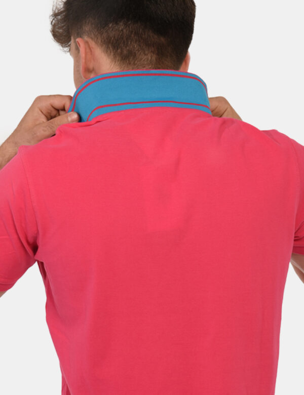 Polo U.S. Polo Assn. Rosa - Polo classica in total rosa intenso con patch logo brand ricamato in azzurro ad altezza cuore, p