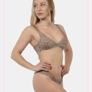 Top Sundek Marrone - Costume modello bikini a fascia semirigido in total animalier con spalline. La vestibilità è morbida e