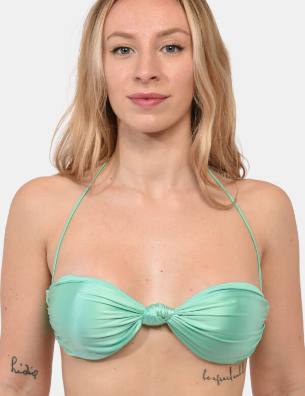 Top F**K Verde - Costume modello bikini a fascia in total verde acquamarina. La vestibilità è morbida e regolabile grazie a