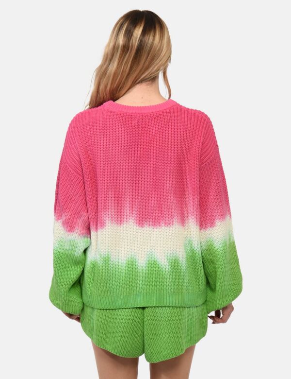 Maglia Sundek Fantasia - Maglia a girocollo con trama intrecciata in verde, bianco e fucsia. La vestibilità è morbida e rego