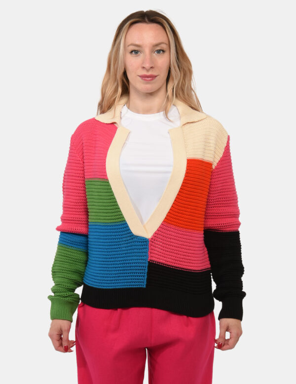 Maglia Sundek Fantasia - Maglia con scollo a V e trama intrecciata multicolor. La vestibilità è morbida e regolare. La magli