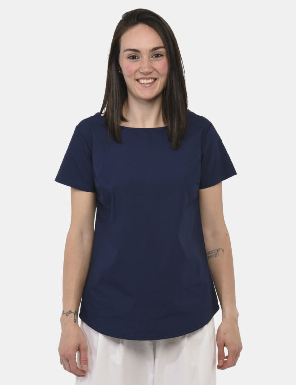 T-shirt Rue De Clerie Blu - T-shirt in cotone spesso ed in total blu navy. Presente girocollo classico e qualche cucitura ev