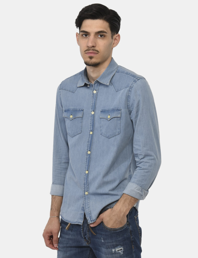 Outlet camicia da uomo scontata - Camicia Gazzarrini Blu