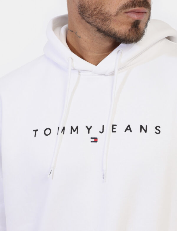 Felpa TOMMY HILFIGER Bianco - Felpa classica con cappuccio in total bianco con logo brand ricamato bianco più polsini e tasc