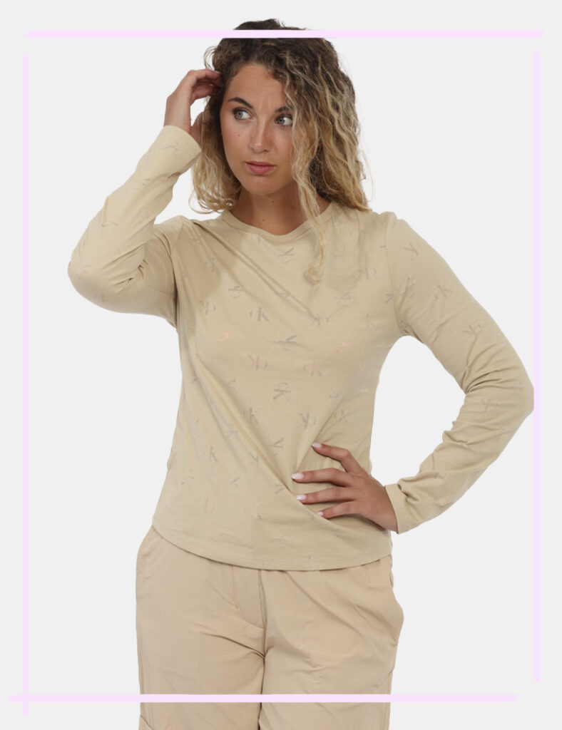 Abbigliamento donna scontato - T-shirt Calvin Klein Beige