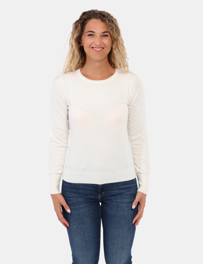 Maglia Rue De Clerie Latte - Maglioncino girocollo latte, morbido e versatile. Adatto a situazioni casual ma con il giusto o