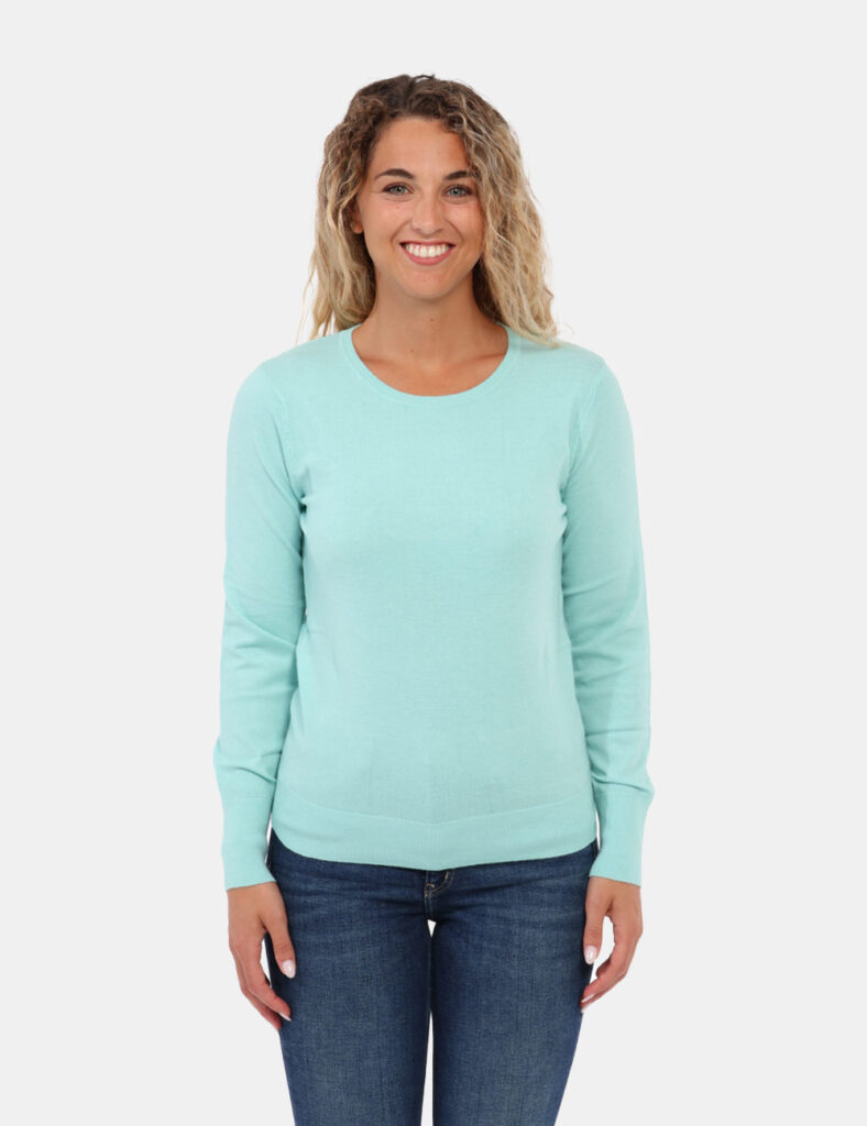 Maglia Rue De Clerie Verde Acqua - Maglioncino girocollo verde acqua, morbido e versatile. Adatto a situazioni casual ma co