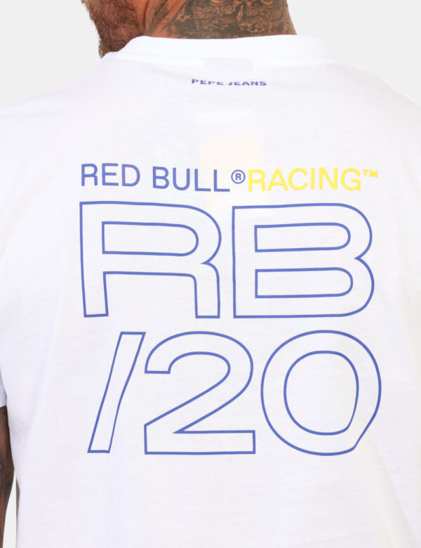 T-shirt Red Bull Bianco - Questa t-shirt Red Bull Racing x Pepe jeans a maniche corte, caratterizzata da un design sobrio e