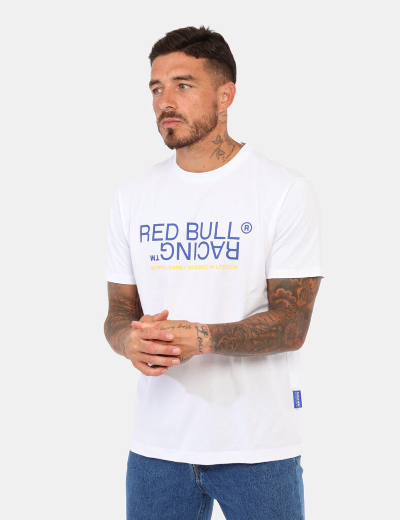 T-shirt Red Bull blu bianco - Questa t-shirt Red Bull Racing x Pepe Jeans da uomo, realizzata in morbido cotone, è un capo i