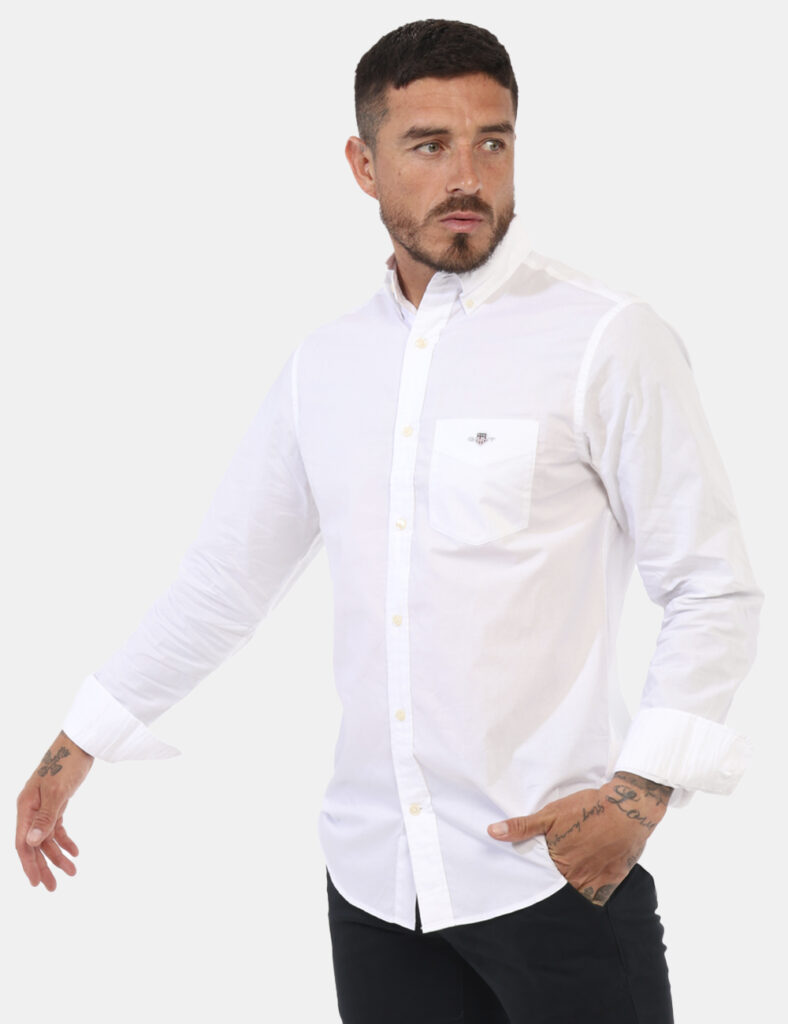 Gant uomo outlet - Maglione Gant blu  - Camicia Gant Bianco