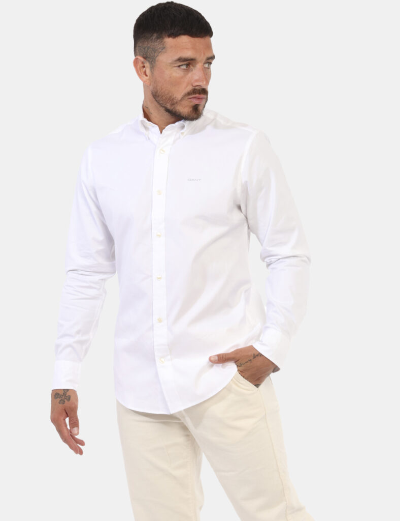 Outlet camicia da uomo scontata - Camicia Gant Bianco