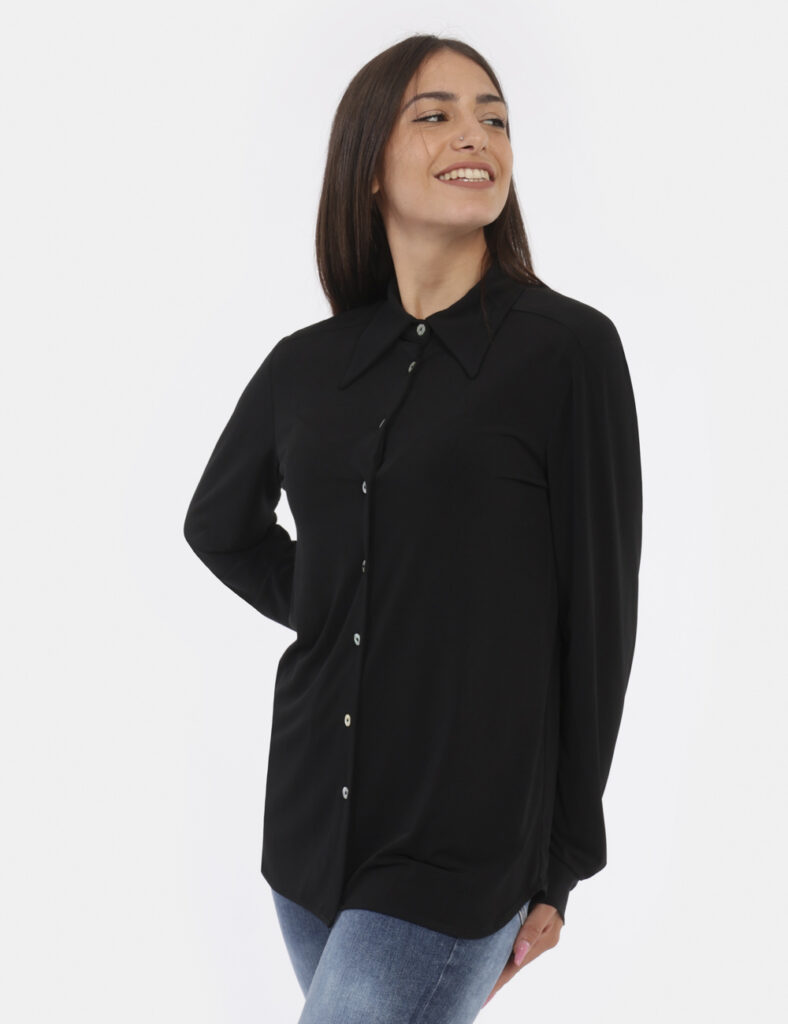 Camicia bluse elegante da donna scontata - Camicia Materica Nero