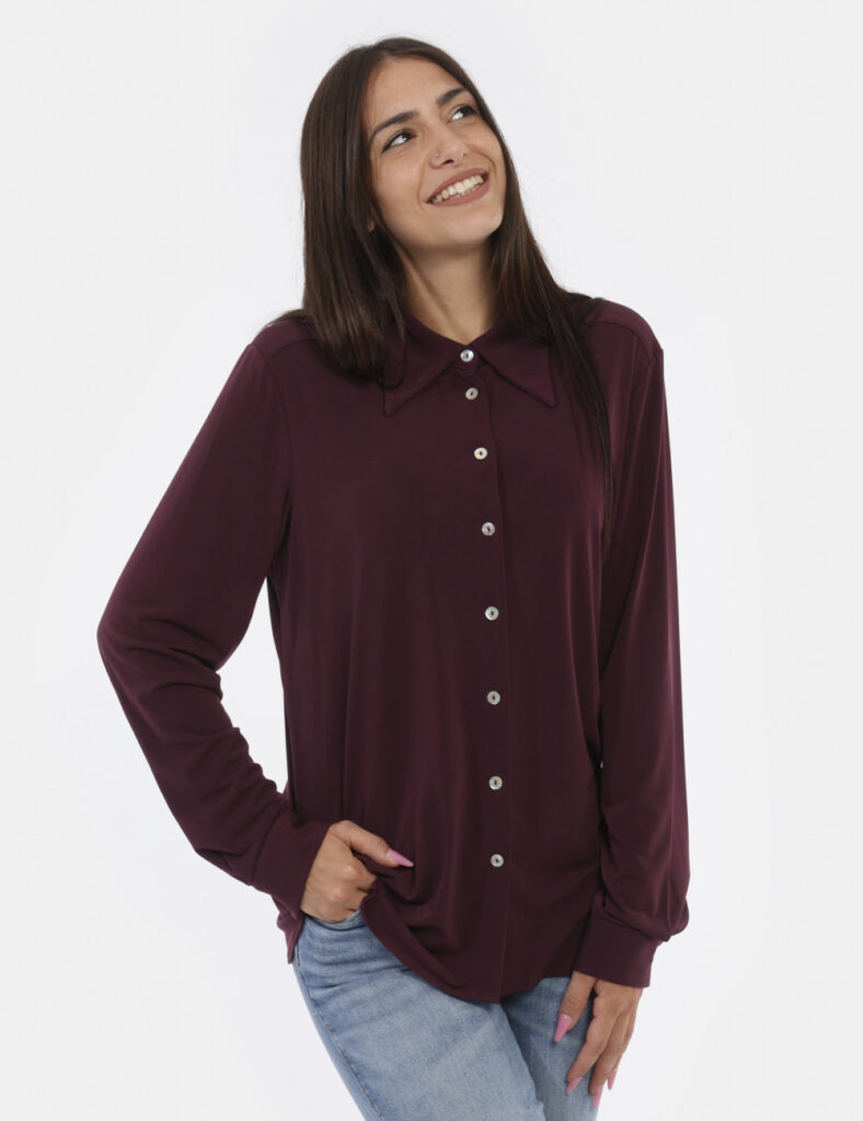 Camicia bluse elegante da donna scontata - Camicia Materica Viola