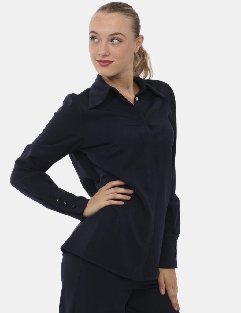 Camicia bluse elegante da donna scontata - Camicia Materica Blu