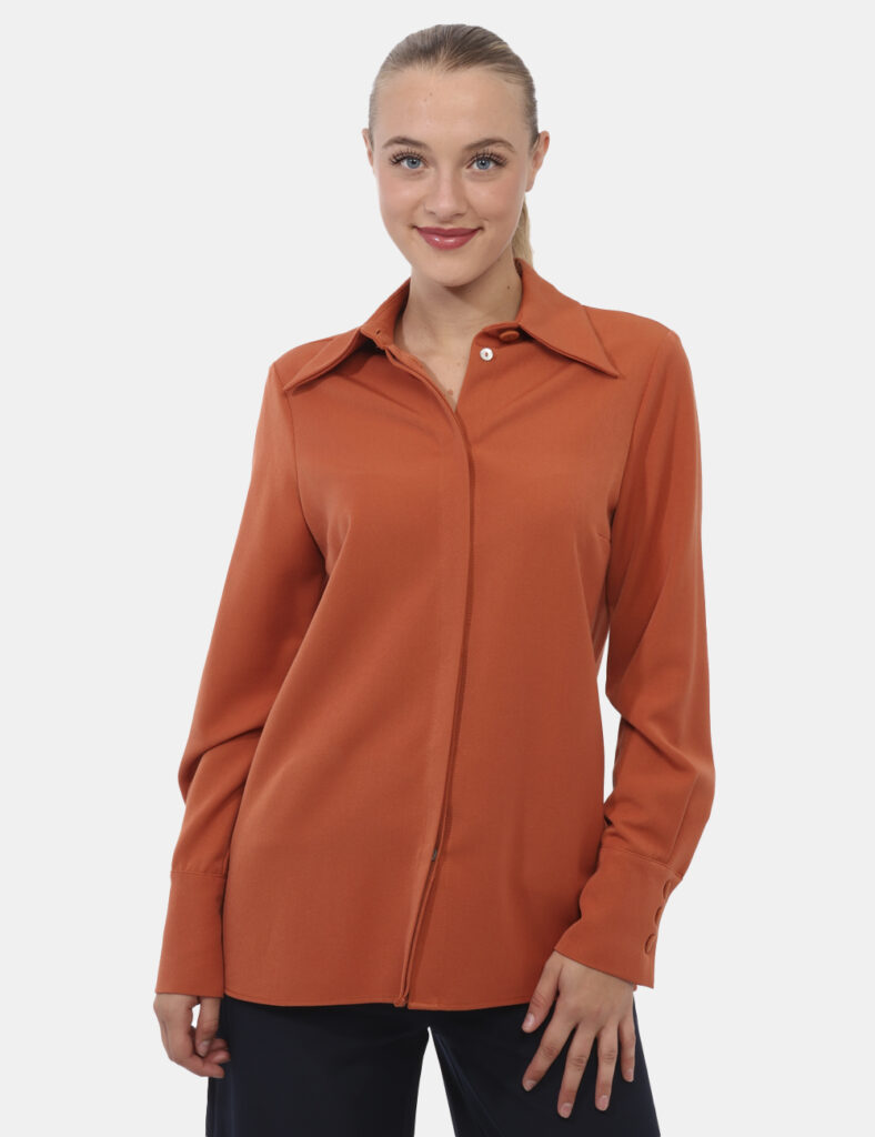 Camicia bluse elegante da donna scontata - Camicia Materica Marrone