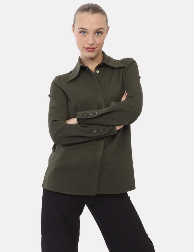 Camicia bluse elegante da donna scontata - Camicia Materica Verde