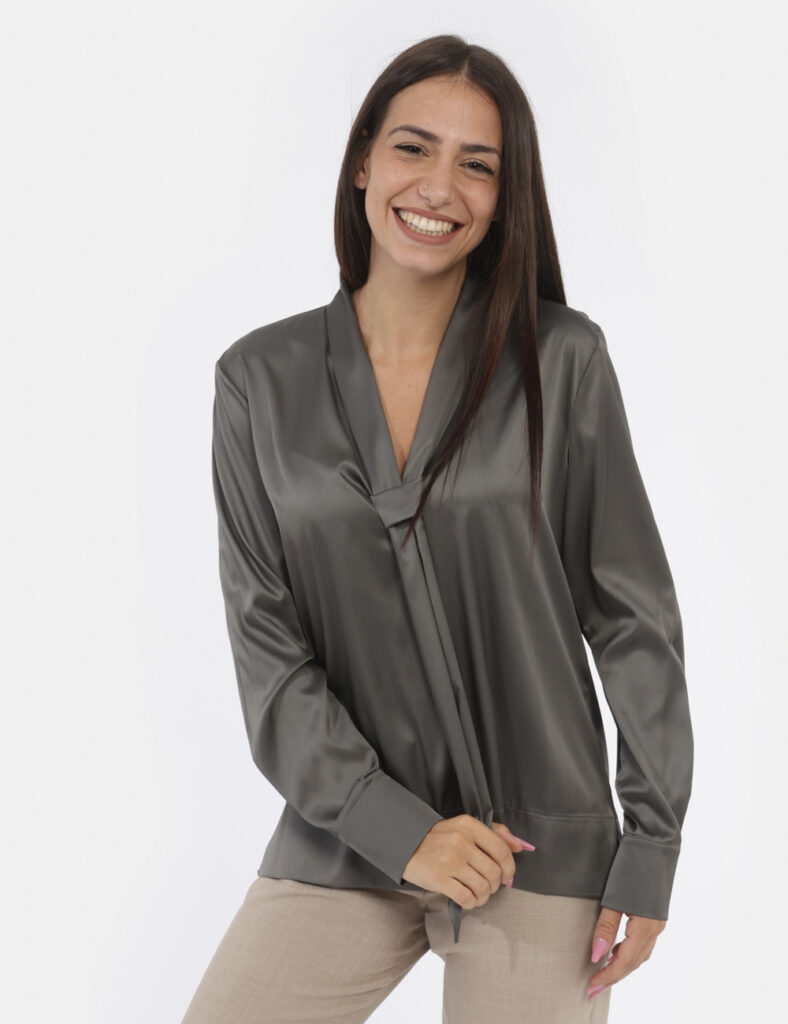 Camicia bluse elegante da donna scontata - Blusa Materica Grigio