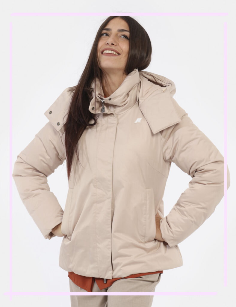 Piumino con cappuccio da donna - Piumino K-Way Beige