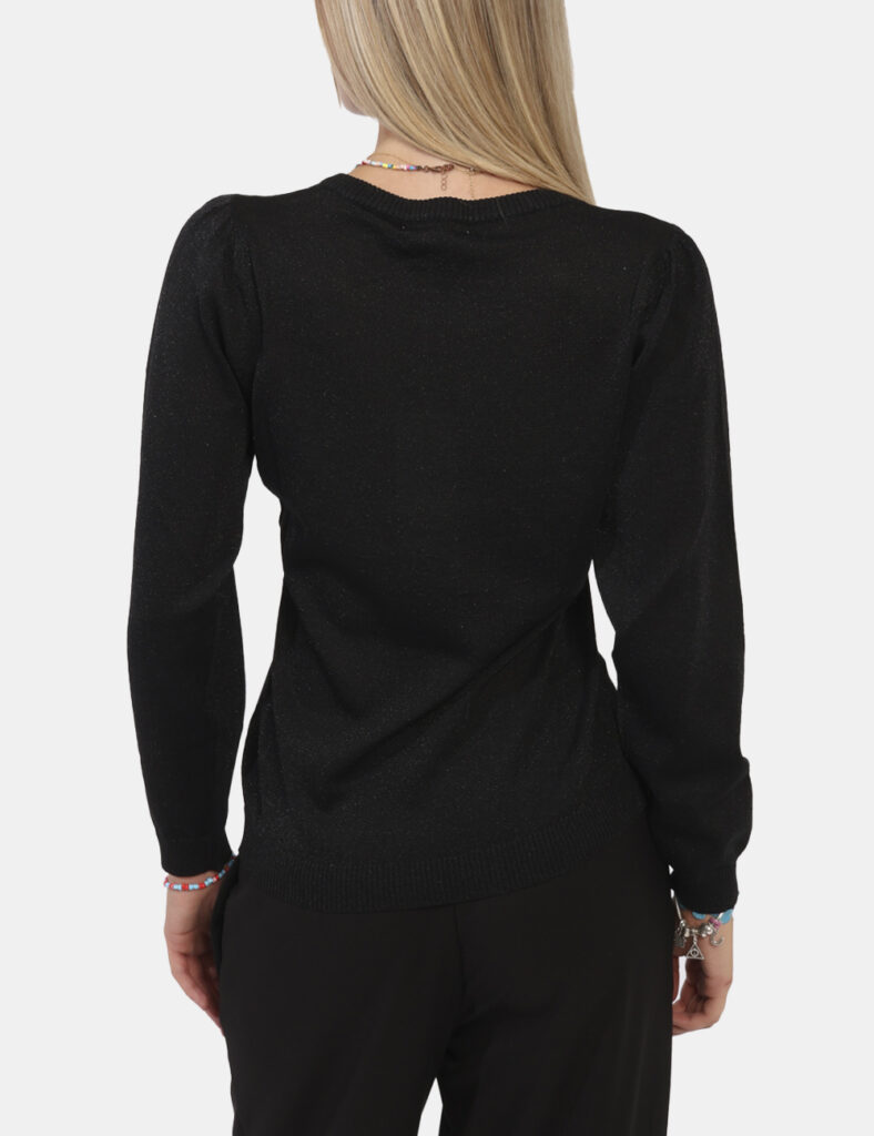 Maglia da donna scollo a V - Maglia scollata - Maglia  Yes Zee Nero