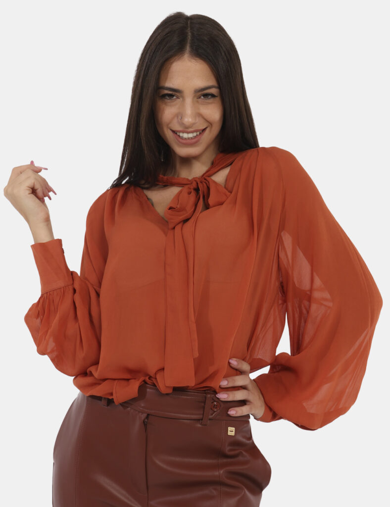 Camicia bluse elegante da donna scontata - Blusa Manila Grace Arancione