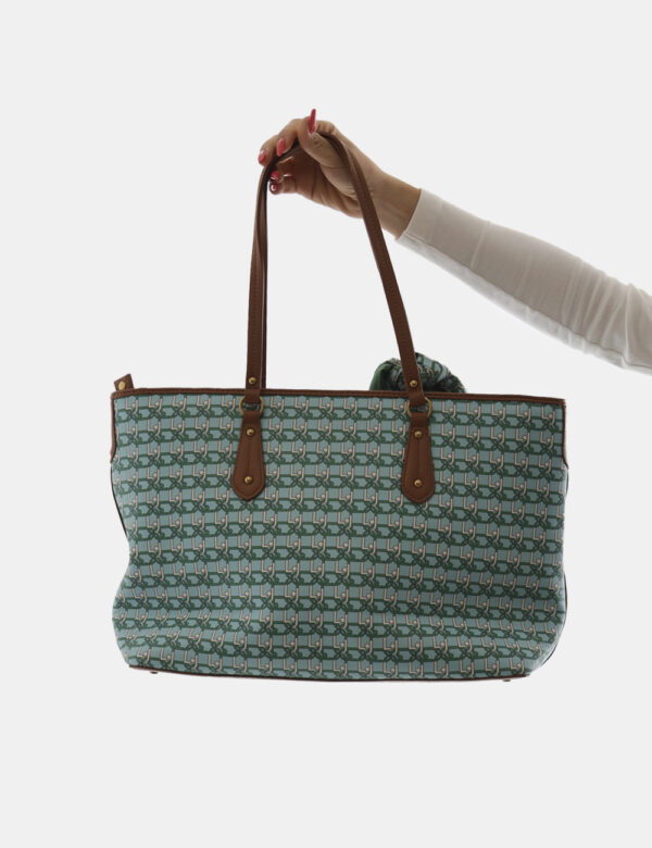 Borsa Liu-Jo Azzurro - Borsa shopper a spallo in fantasia azzurra con bordinu marroni. Ulteriore dettaglio è rappresentato d