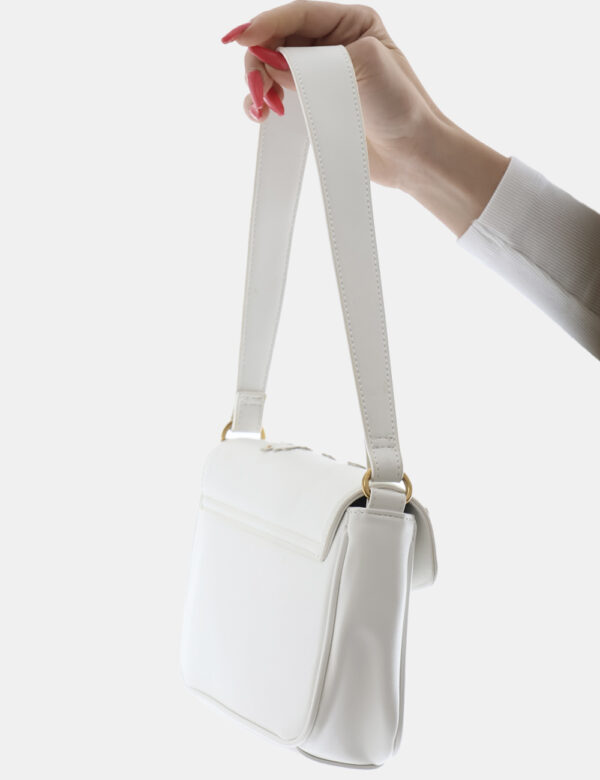 Borsa Liu-Jo Bianco - Borsa simil pochette in total bianco con patch lavorati in tinta più dettagli dorati. Presente unico s