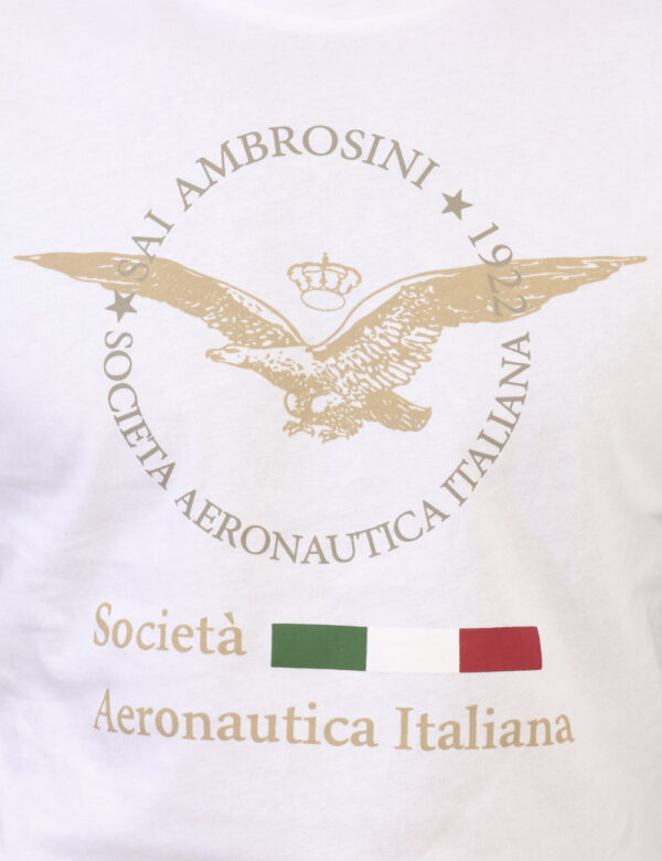 T-shirt Aeronautica Italiana Bianco - T-shirt classica in total bianco con logo brand centrale. La vestibilità è morbida e r