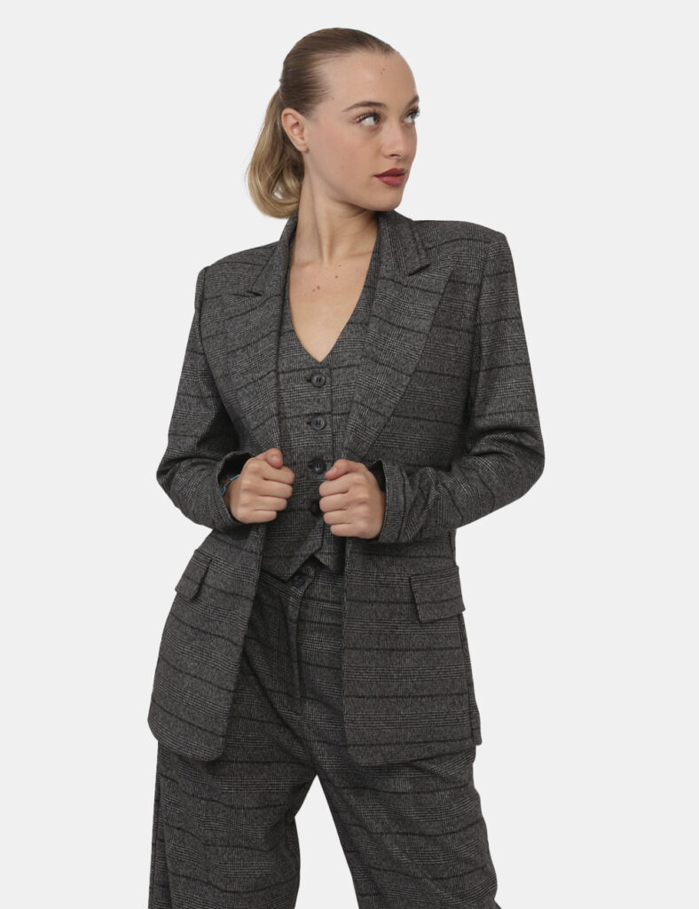 Tailleur elegante da cerimonia scontato - Blazer Materica Grigio