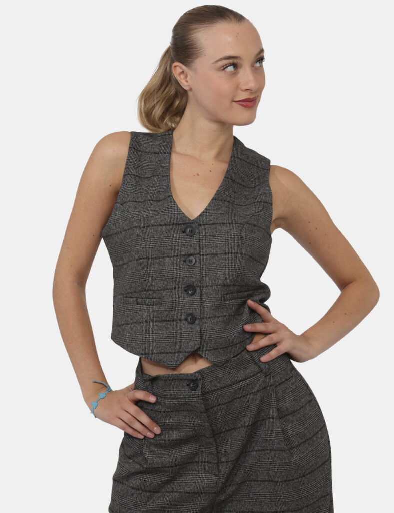 Tailleur elegante da cerimonia scontato - Gilet Materica Grigio