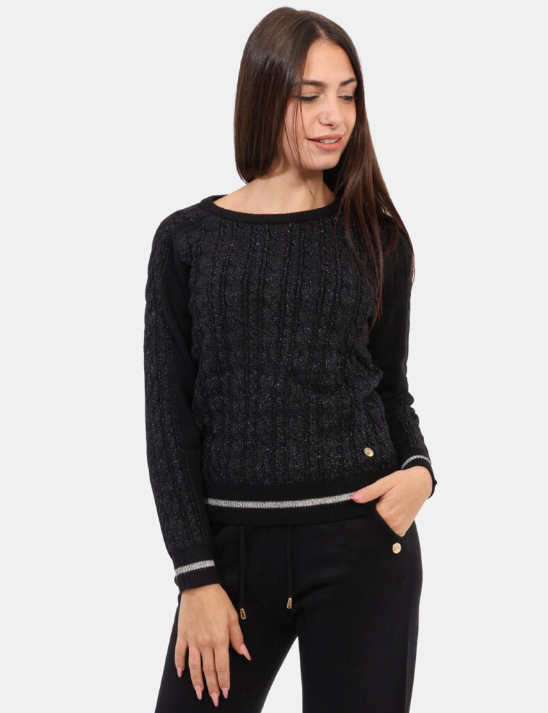 Maglione da donna invernale scontato - Maglione Yes Zee Nero