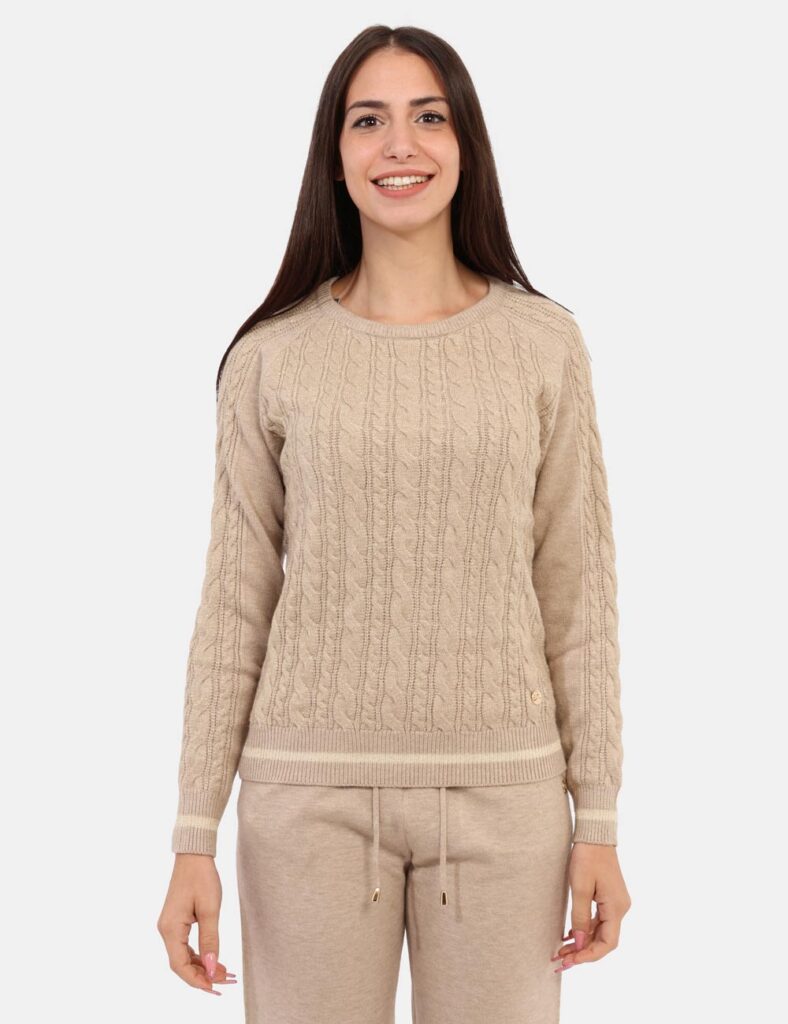 Maglione da donna invernale scontato - Maglione Yes Zee Beige