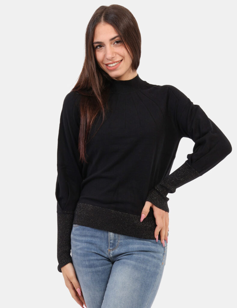 Maglione da donna invernale scontato - Maglione Yes Zee Nero