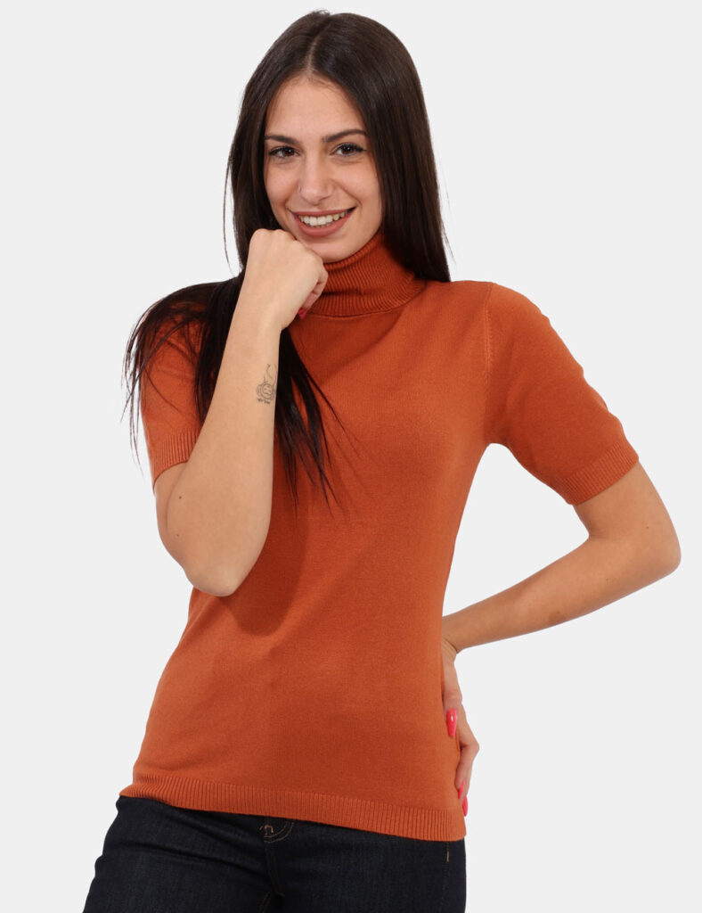 Maglie da donna a manica corta mezza manica - Maglia  Materica Arancione