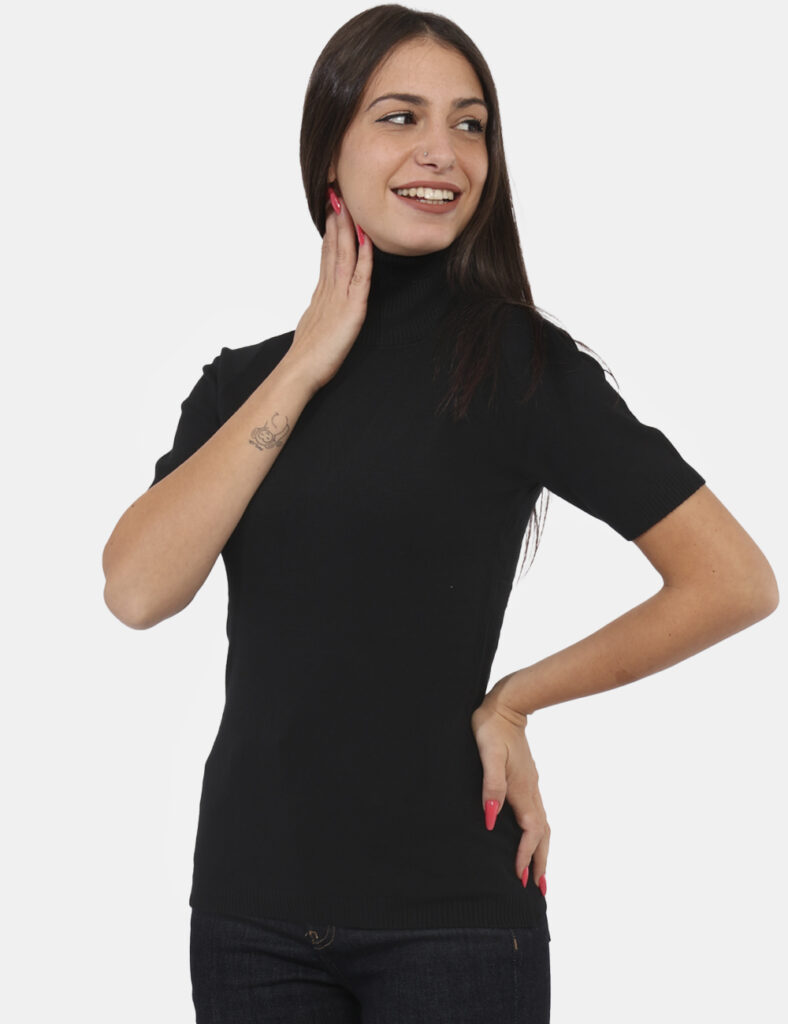 Maglie da donna a manica corta mezza manica - Maglia  Materica Nero