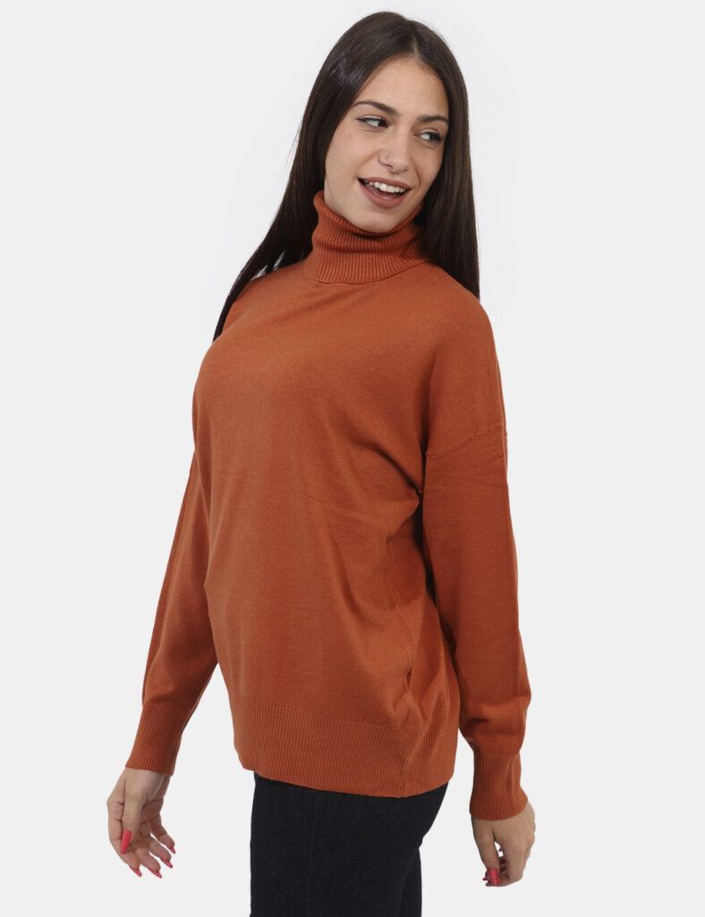 Maglie da donna a collo alto - Maglia Materica Arancione