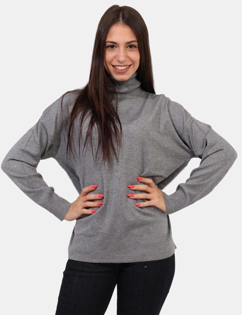 Maglie da donna a collo alto - Maglia Materica Grigio