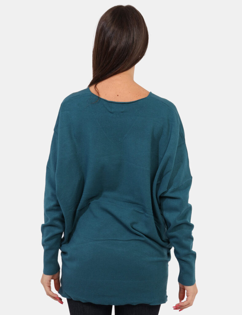 Maglia da donna scollo a V - Maglia scollata - Maglia Materica Verde