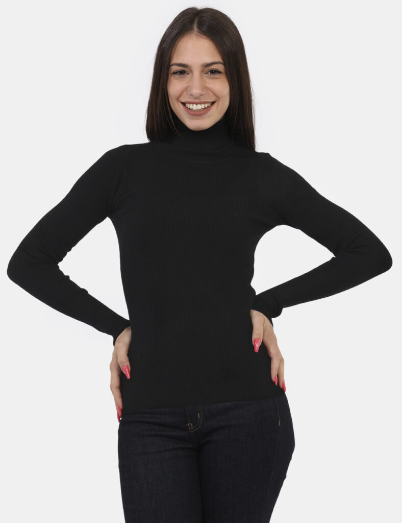 Maglie da donna a collo alto - Maglia Materica Nero