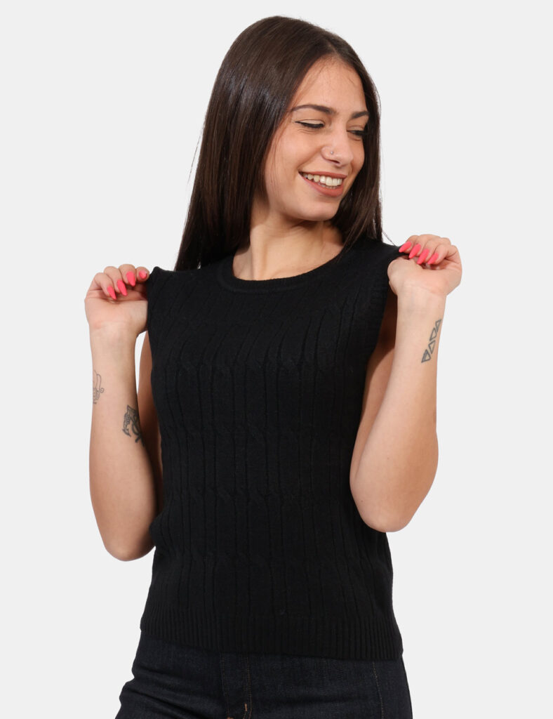 Abbigliamento donna scontato - Smanicato Materica Nero