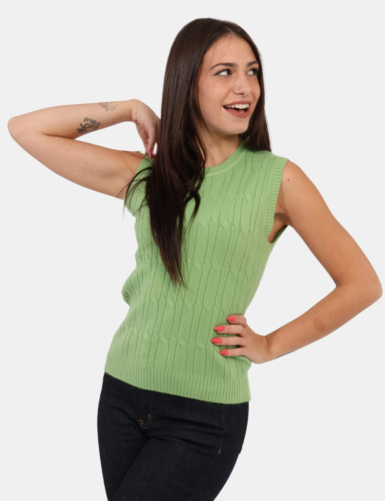 Abbigliamento donna scontato - Smanicato Materica Verde