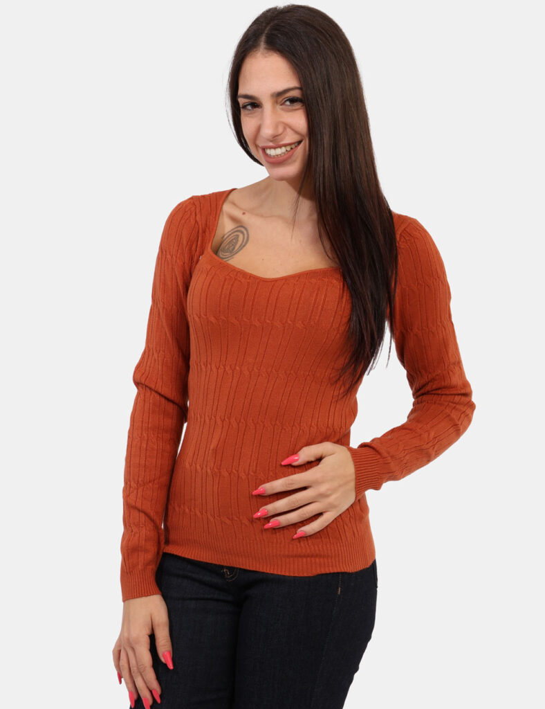 Abbigliamento donna scontato - Maglia Materica Arancione