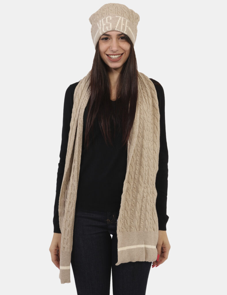 foulard da donna scontati - Cappello e sciarpa Yes Zee Beige