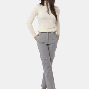 Pantaloni Fracomina Grigio - Pantaloni larghi semieleganti in total grigio chiaro con tasche a taglio trasversale sul fronte