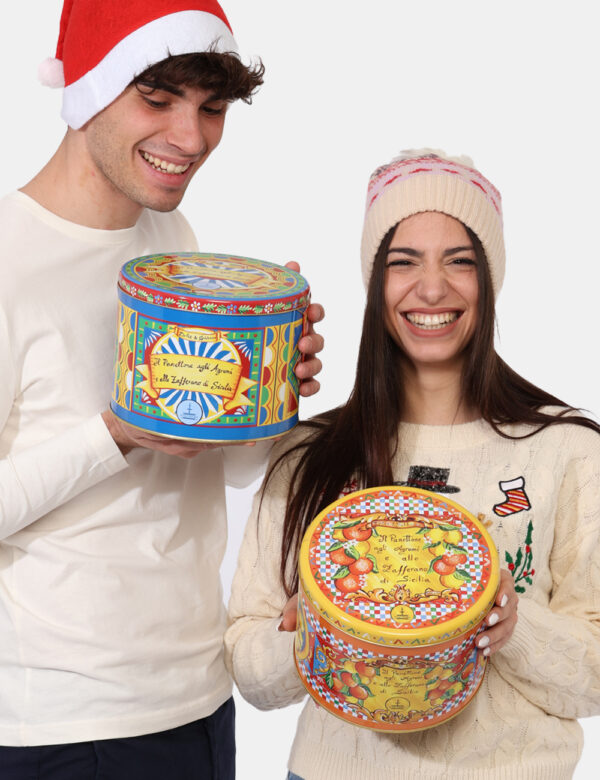 Panettone Dolce & Gabbana agrumi e zafferano 500 gr - Cofanetto natalizio Dolce & Gabbana con panettone agli agrumi e zaffer