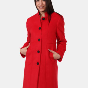 Cappotto Sandro Ferrone Rosso - Cappotto classico in total rosso con scollo alla coreana e cuciture evidenziate. Presenti ta