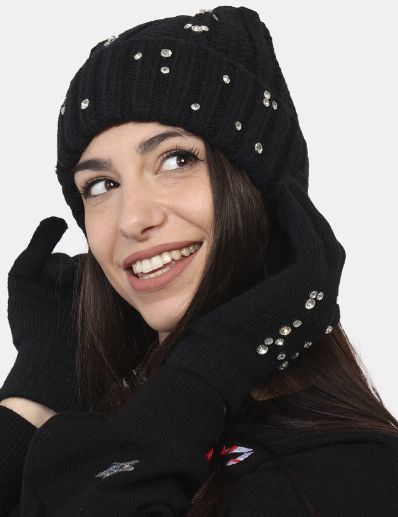 Completo cappello e guanti Concept83 Nero