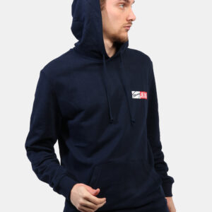 Felpa Tommy Hilfiger Blu - Felpa con cappuccio su base blu navy con logo brand bianco/rosso ad altezza cuore. Presente tasco